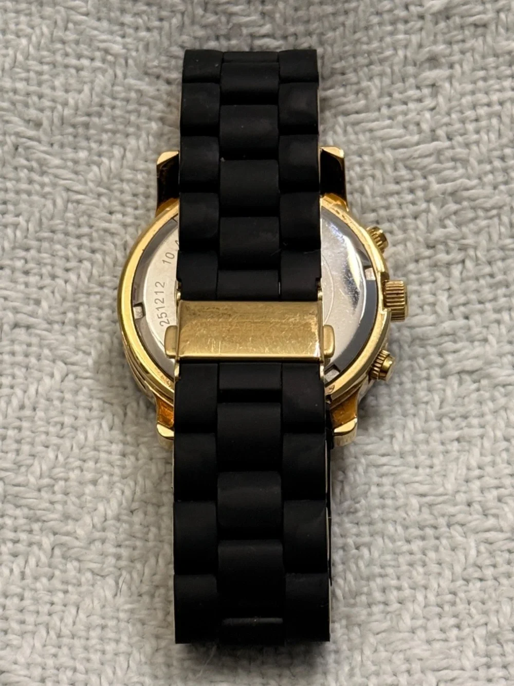 Michael Kors Black Rubber / Metal Link  Wrist Watch #2